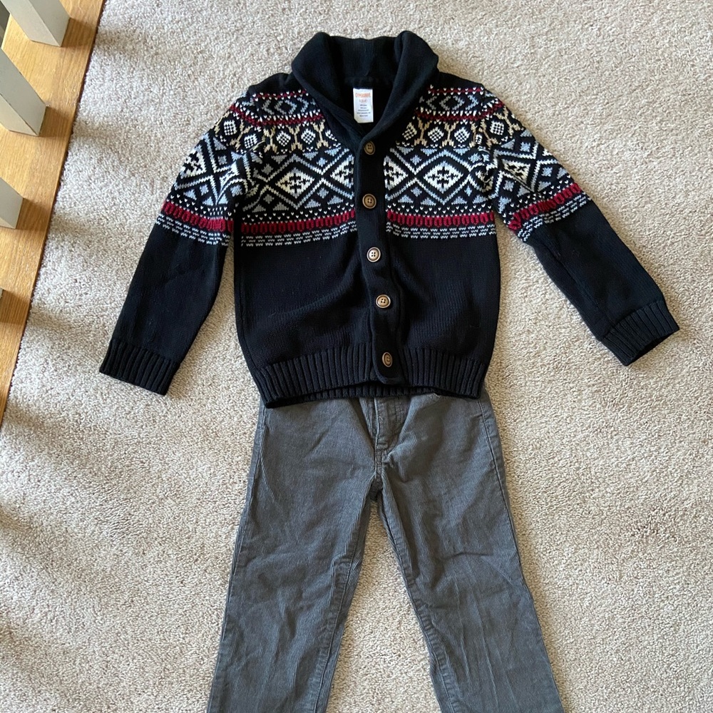 Gymboree sweater and matching grey corduroy pants